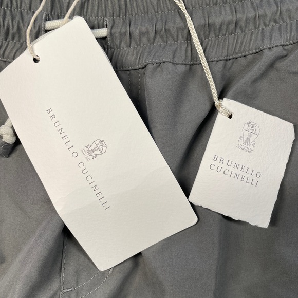 Brunello Cucinelli Men's Gray Drawstring Swim Trunks Shorts with Pouch Medium - Picture 8 of 15